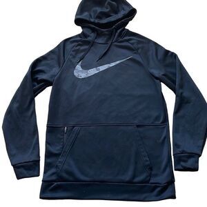 EUC Nike Dri-Fit Black Hooded Pullover Front Pocket Sweatshirt - Small (Regular